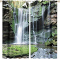 Forest Waterfall Blackout Windows Curtains, Rocky Waterfall to Pond Running Off Scenic Nature Themed Picture Print Curtains, for Living Room Bedroom 63x63in 2 Panels