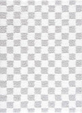 BoutiqueRugs Atira Modern Checkered Shag Area Rug - High Pile Fluffy Shaggy Carpet -Kids Room, Nursery, Living Room Shaggy Carpet - Light Gray, Cream, White - 7'10" X 10'3" (8x10)