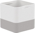 Storage Cotton Cube 11 Inch, Woven Cotton Rope Storage Basket for Toys Blanket Organizing, Storage Bin Decorative Organizer with Handles for Living Room Laundry Room Closet (1 Pack, Grey)