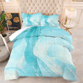 Blue Comforter Set Queen: Aqua Blue Marble Bedding Set for Teens Girls Boys Abstract Teal Blue Marbling Quilt Duvet Queen Size Bed Sets 1 Comforter & 2 Pillowcases