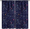 Kids Galaxy Curtains, Fantasy Stars Outer Space Universe Planets Print Window Treatments for Boys Girls Bedroom Nursery Playroom 84" W X 84" L
