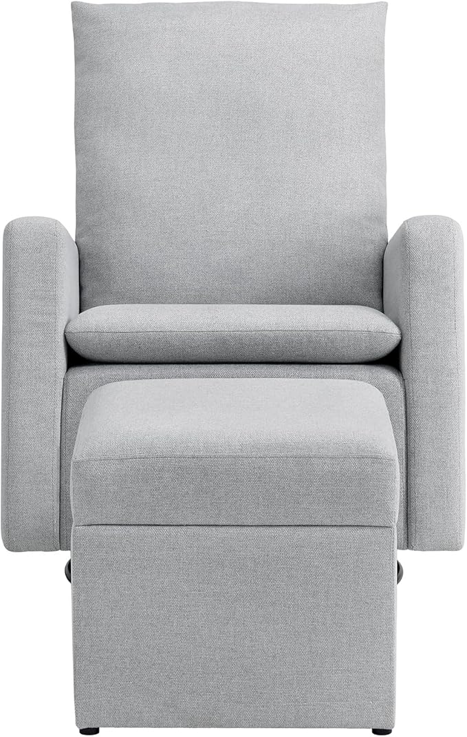 Soho Baby Everlee Upholstered Glider and Ottoman Set, Light Gray
