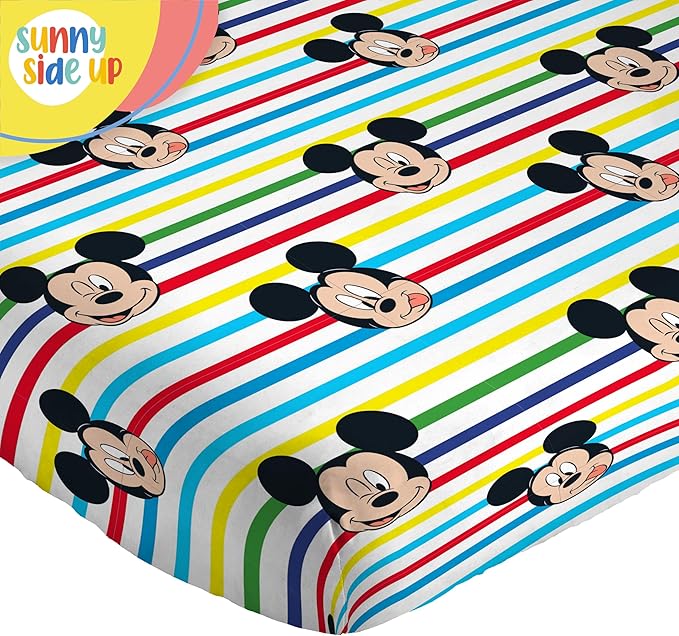 Sunny Side Up Disney Mickey Mouse Full Sheet Set - 4 Piece Kids Bedding Set Includes Pillow Cover - Super Soft Microfiber Sheets