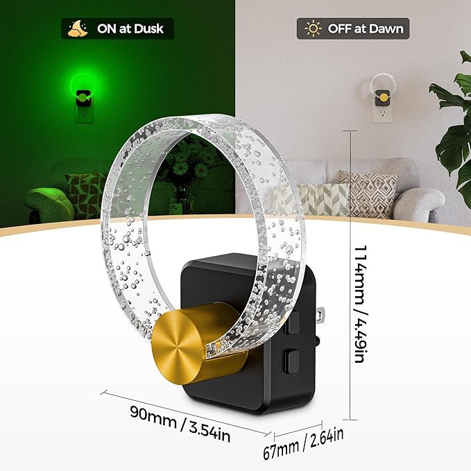 DORESshop Night Lights Plug Into Wall, LED Night Light Color Changing RGB with Dusk-to-Dawn Sensor, Adjustable Brightness Dimmable Nightlights for Hallway, Bedroom, Kids Room, Christmas Gifts