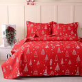 JSD 2 Pcs Kids Christmas Quilt Set Twin Size, Red Christmas Tree Bedding, Soft Microfiber Bedspread Coverlet Holiday Quilted Blanket
