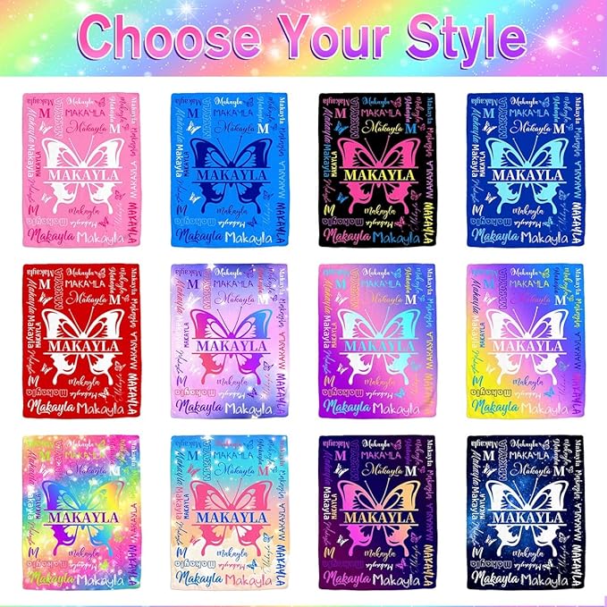 D-Story Ships Next Day, Personalized Baby Blanket Custom Blanket with Name Customized Butterfly Blankets for Kids,Christmas Blankets Gifts for Teen Girls Boys