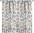 Kids Rainbow Curtains Boho Cartoon Colorful Stars Love Heart Lovely Abstract Art Pattern Print Window Drapes for Girl Bedroom Living Room Kitchen Decor,2 Panel Set,63Wx63H Inch Blackout