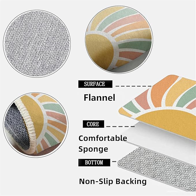 Machine Washable Rainbow Rugs Bedroom Fluffy Plush Soft Area Rugs Rainbow Sunshine Sun Print Living Room Non-Slip Indoor Flooring Kids Girls Boys Home Decor Aesthetics 3x5ft