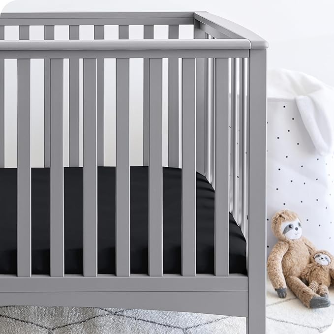 Bare Home 2-Pack Fitted Crib Sheets - Premium 1800 Ultra-Soft Microfiber - Breathable - Baby Sheet - for Boys & Girls - Fits Standard Crib and Toddler Mattresses (Black/White)