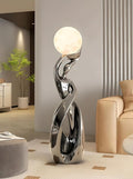 Bofea-Smoky Color Floor Lights,3D Moon Lamp with 9.44 Inch Resin Base,Mood Lighting with Touch Control Brightness for Home Decor, Bedroom Lighting