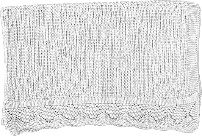Baby Knit Blanket, 100% Cotton Waffle Patterns, Soft, Cozy, Lightweight Swaddle for Newborn & Infant Swaddling Beige Neutral, Perfect Baby Shower Ideas White 30x30