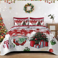 Christmas King Size Quilt Set, Cute Gnome Lightweight Bedspread Coverlet with Pillow Shams for Kids and Adults, Merry Xmas 3 Pcs Bedding Bed Cover