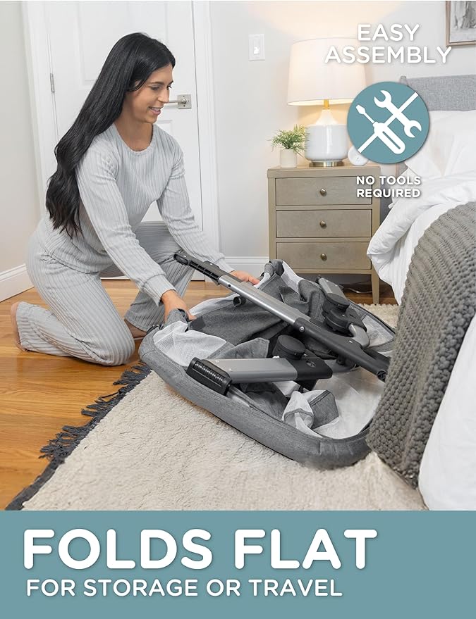 Baby Delight Beside Me Dreamer Bassinet | Bedside Sleeper | 6-Position Height Adjustment | Charcoal Tweed