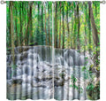 Forest Waterfall Blackout Curtains, Scene Nature Theme Mountain Stream Scenery Print Window Drapes, for Bedroom Living Room 42" W X 45" L