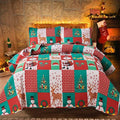 Rustic Plaid Patchwork Christmas Twin Size Bedding Set - Lightweight Reversible Bedspread & Quilt - Cabin Home Decor