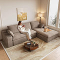 Cloud Sectional Couch,107 Inch Modular Sectional Sofa with Deep Seat, Modern Corduroy Boneless Couches with L-Shape Chaise for Living Room Bedroom, No Assembly Required (Camel, Right Facing Chaise)