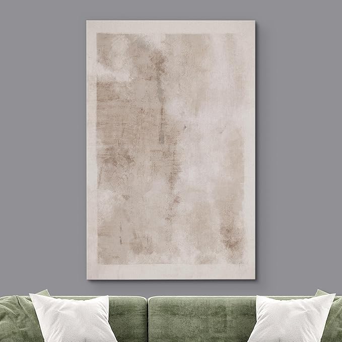 SIGNWIN Canvas Print Wall Art Faded Textured Brown & White Color Blocks Abstract Shapes Illustrations Minimalism Contemporary Nordic Decorative for Living Room, Bedroom, Office - 12"x18"
