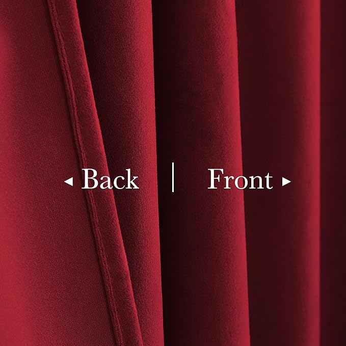 StangH Red Velvet Curtains for Living Room, 2 Panels, 52 x 144 Inches Long, Christmas Style Decor Back Tab Thermal Insulated Privacy Protect Drapes for Bedroom Home Theater, Room Darkening