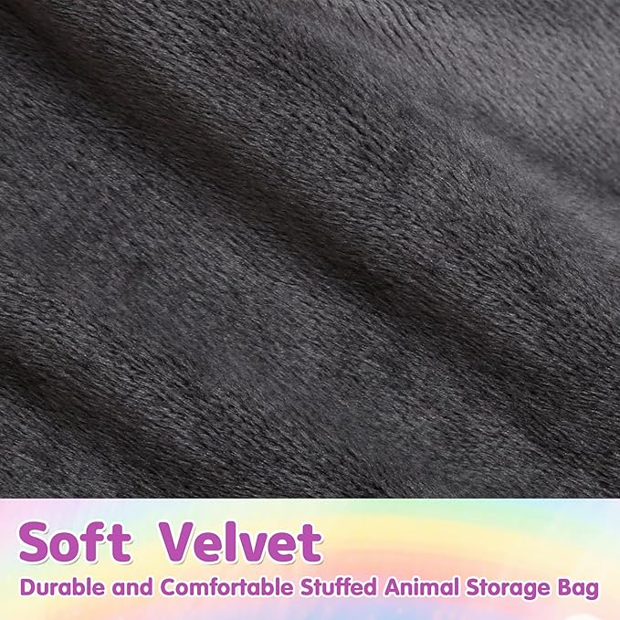 Stuffed Animal Storage Bean Bag Chair for Kids and Adults, Stuffed Animal Bean Bag Storage, Luxury Velvet Stuffie Seat - COVER ONLY(Dark Grey 200 L/52 Gal)