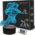 FULLOSUN Spaceman 3D Night Light, Astronaut Rocket Optical Illusion Lamp Birthday Gift Idea for Outer Space Fan Xmas, Living Room Decor Night Light with 7 Colors Changing