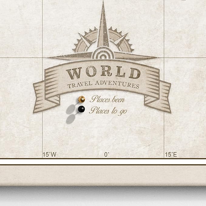 Canvas World Map with Cork Pin Board - English Lettering - Decorative Wall Decoration for All Rooms - Canvas Pictures with World Map Motif (70x50 cm, Pattern 25)