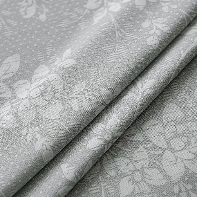 ENJOYBRIDAL Floral Curtains 63 Inch Long Grey Light Filtering Drapes Rod Pocket Bedroom Living Room Short Window Curtains 2 Panel Sets Semi Sheer Farmhouse Boho Cute Window Treatments