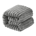 NTBAY Plush Flannel Twin Bed Blanket, 60X80 Inches Soft and Warm Lightweight Blanket with Striped Texture Bed Blanket for Couch Sofa Bed All Seasons, 60"x80", Grey