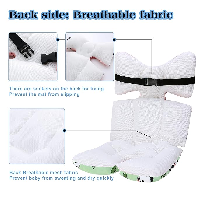 Baby Seat Pad Liner for Stroller–Soft and Breathable，3D Air Mesh Cotton Universal Baby Stroller Cushion(Green Panda)