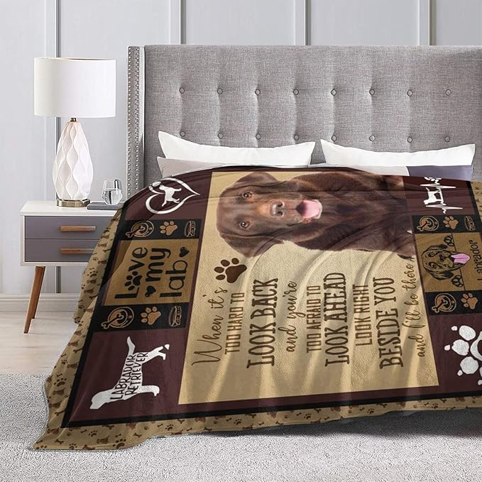 Labrador Retriever Blanket for Girls Boys Chocolate Lab Throw Blankets Soft Cozy Warm Fuzzy Fleece Bedding Flannel Dog Throws Stuffed Animal Gifts for Lovers Kids Men Women Bedroom Decor 50"x40"