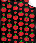 Thuswarm Cute Tomato Kawaii Black Flannel Throw Blanket Warm Cozy Soft Funny Print Blankets for Bed Couch Sofa Room Decoration Gifts 120”×90” Extra Large for Family