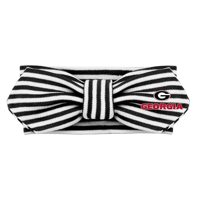 Creative Knitwear Georgia Bulldogs Infant Girls Black/White Striped Hair Knot Headband Embroidered Logo - Size Newborn - 4T