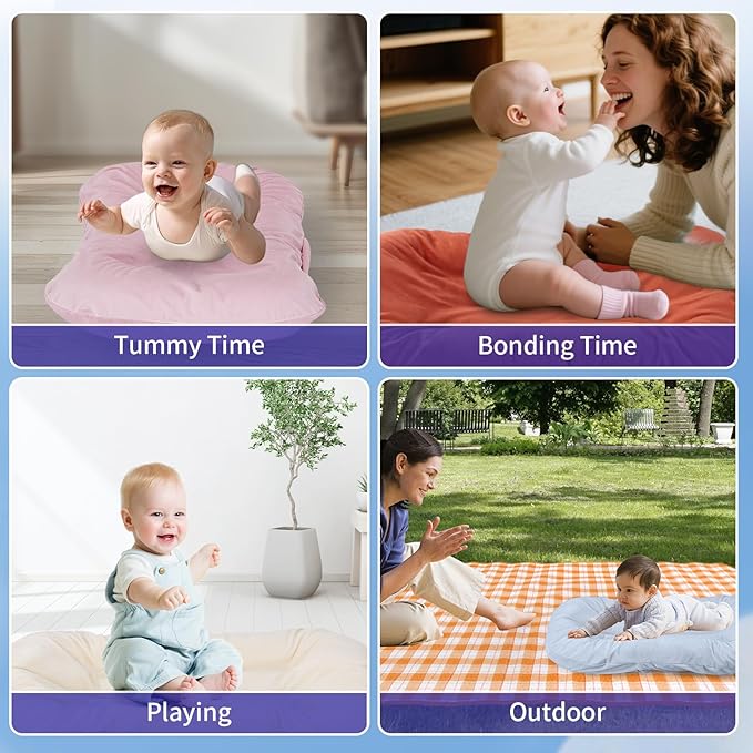 Baby Lounger 0-24 Months 100% Cotton-Snuggle Cozy Me Lounger,Soft & Breathable Tummy Time Mat for Newborn Infant Play Mat,Babies Essentials Gifts,Coffee(Lounger Cover Included)