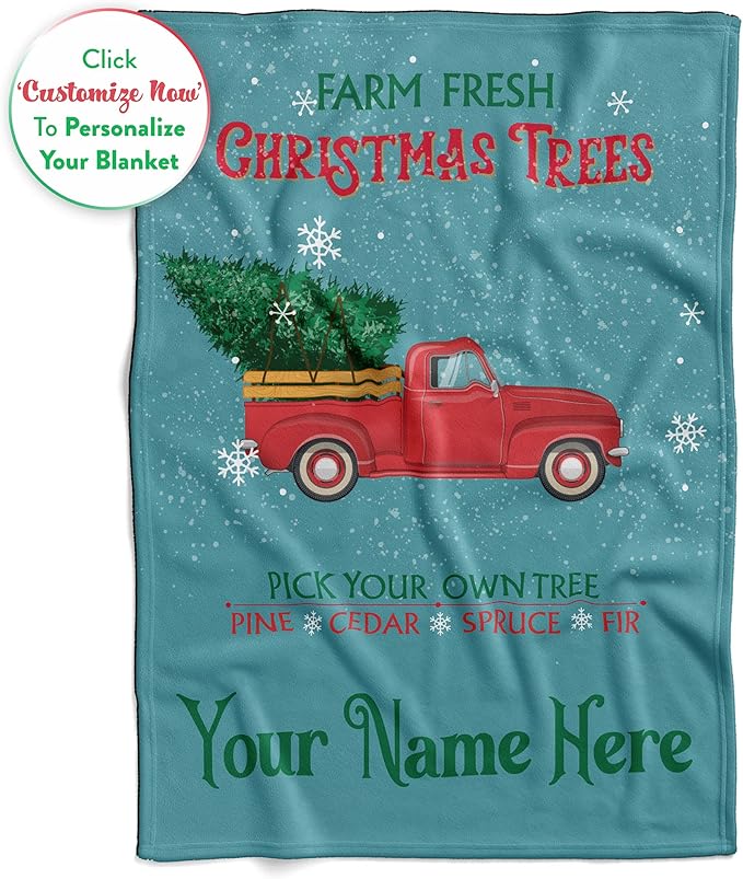Plush Christmas Blanket Cozy Fall Throw Blanket Custom Winter Blankets Red Truck Christmas Throws Santa Sofa Bed Throw Customized Soft Christmas (Fleece 60x80)