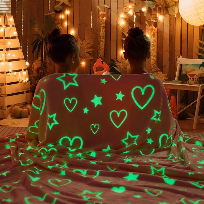 inhand Glow in The Dark Stars Blanket for Girls Boys Cute Kids Throw Blanket Funny Space Moon Galaxy Blanket Gaming Room Decor Toys Birthday Gifts Ideas Stuff for 1-10 Years Old (40"x60" Grey)