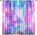 Kids Fantasy Mermaid Curtains Dream Colorful Mermaid Fish Tail Scale Fantasy Ocean Theme Window Treatment for Girls Bedroom Nursery Room Decor Window Drapes 84" W X 84" L