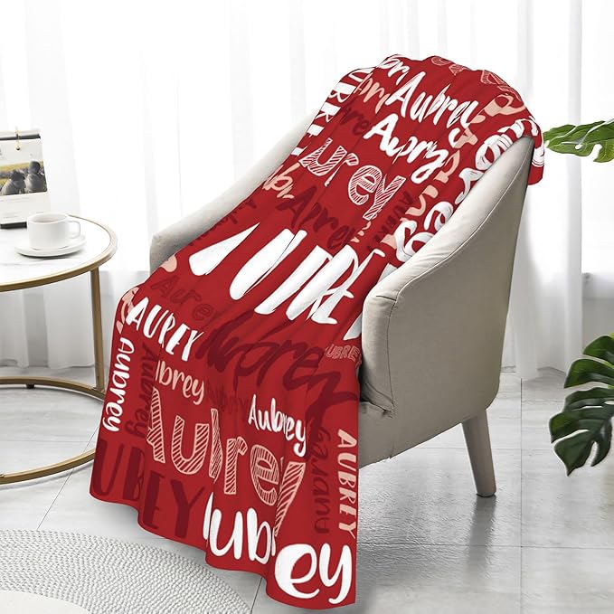 Dr.TOUGH Personalized Blankets with Name Customized Baby Blankets for Girls Boys Adults Monogrammed Blankets and Throws Christmas Birthday Mothers Fathers Valentines Day Gift (Red,60''×80'')