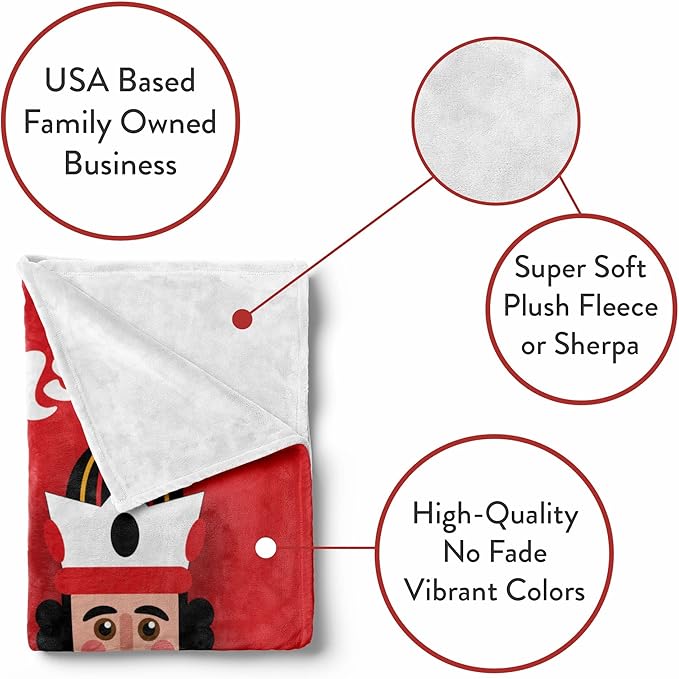 Custom Nutcracker Throw Blanket | Warm Fuzzy Christmas Blankets | Plush Fleece Sofa Throw | Bedding | Holiday Home Decor | Nutcracker Figures | Super Soft Red Couch (Fleece 50x60)