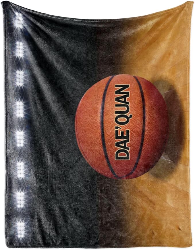 Personalized Baby Balll Soft Blanket: Custom Kids Basketball Design Blanket with Name and Number - Bedding Gifts for Infants Toddlers Adults 30x40inch
