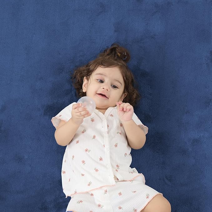 1.3" Thick Baby Floor Play Mat 71x79, Basic Padded Foam Mat for Tummy Time Crawling, Non Slip Cushioned for Babies Toddlers Infants Kids (Blue)