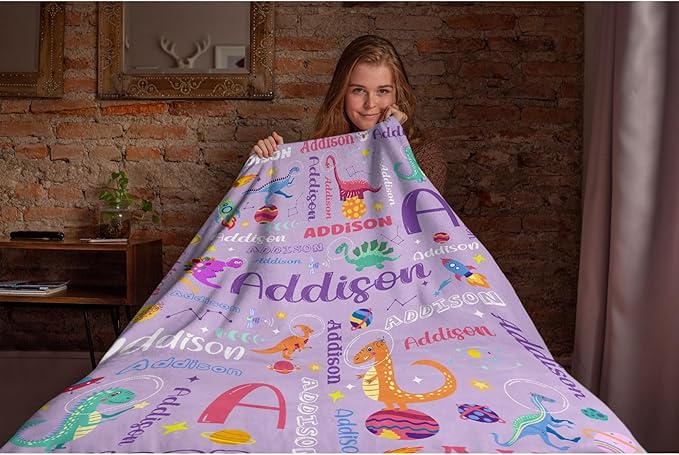 Custom Dinosaur Astronaut Blanket Gifts for Girls Boys Women - Super Soft Cozy Warm Throw Sheet for Couch Bed Sofa Office Decor All Season 60"x80" for Adult