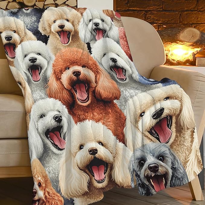Poodle Golden Doodle Blanket Goldendoodle Throw Blankets for Girls Boys Soft Warm Fleece Flannel Poodle Animal Throws Gifts for Men Women Cozy Fuzzy Poodles Plush Stuffed Bed Bedding Decor 50"x40"