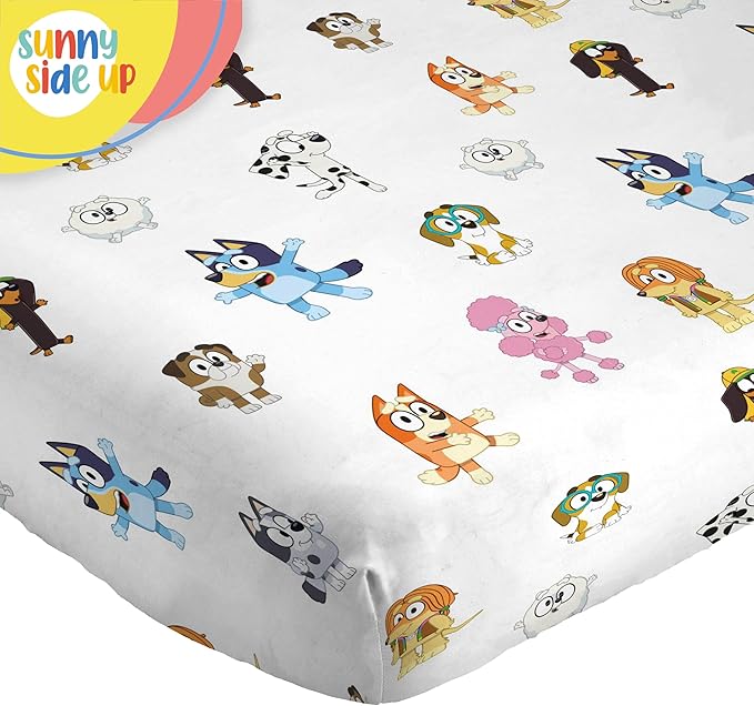 Sunny Side Up Bluey & Friends Full Sheet Set - 4 Piece Kids Bedding Set Includes Pillow Cover - Super Soft Microfiber Sheets