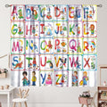 Kids Alphabet Curtains Cartoon Animal Funny Education Learning Curtain with Rod Pocket for Bedroom Nursery Children Toddler Decor Drapes Window Treatments 2 Panels Set 52" W X 84" L