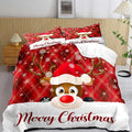 LUVIVIHOME 2PCS Merry Christmas Comforter Set Twin Size, Snowflake Cartoon Funny Cute Elk Deer Bedding, Xmas Christmas Bedroom Decor, Soft Microfiber White Red Quilt, 1 Pillow Sham