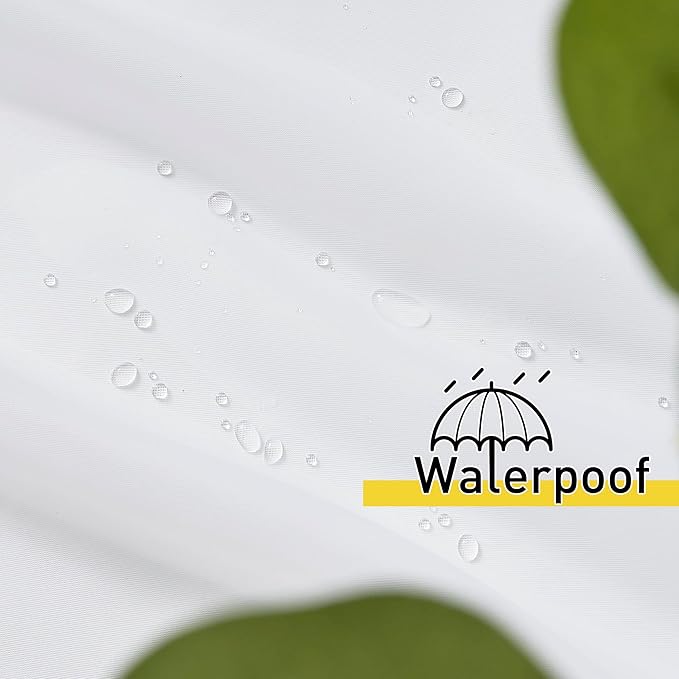 NICETOWN 2 Panels Waterproof Patio Curtains 96 inch Long, Rustproof Grommet Extra Wide Indoor Outdoor Light Filtering Drapes Elegant for French/Sliding Door, W100 x L96, White