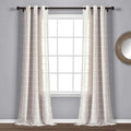 Lush Decor Farmhouse Textured Grommet Sheer Window Curtain Panel Pair, 38"W x 120"L, White