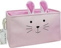 FANKANG Rectangular Fabric Storage Bin Box Laundry Basket with Dinosaur Prints for Nursery Storage, Storage Hamper, Gift Baskets (Pink Rabbit)
