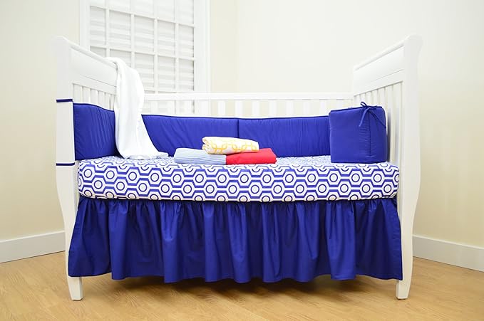 American Baby Company 100% Natural Cotton Percale Ruffled Crib Skirt, Royal, 52"L x 28"W + 13.5"