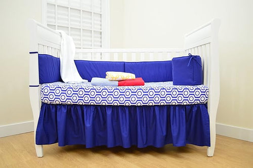 American Baby Company 100% Natural Cotton Percale Ruffled Crib Skirt, Royal, 52"L x 28"W + 13.5"