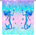 Mermaid Scale Curtains for Kids Girls Magic Gradient Mermaid Fish Scale Pattern Decoration Bedroom Nursery Curtains 42x45 Inch